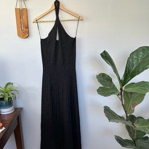 Black Halter Cross Neck Knit Dress